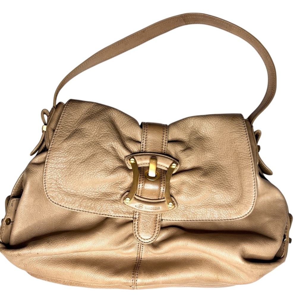 B  Makowsky Tan Leather Shoulder Bag